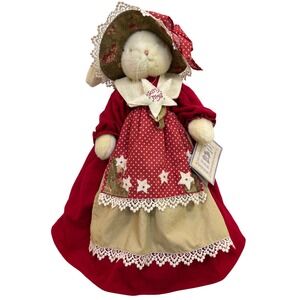 Bunnies By The‎ Bay Plush Bunny Rabbit Doll Red Dress w/ Stand Holiday Decor 19"
